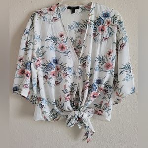 Forever 21 Sz Small Floral Tie Knot top
